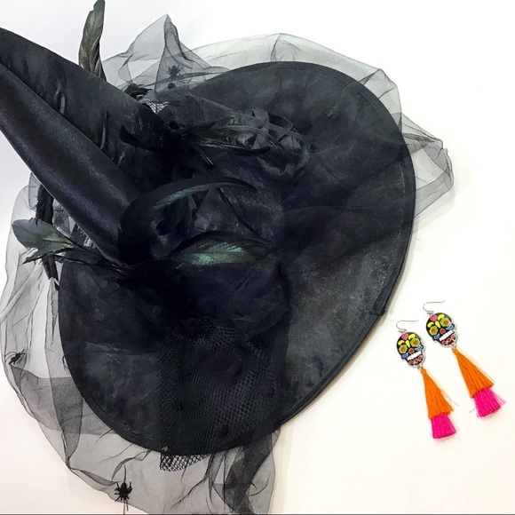 Sugar Skull Tassel Drop Earrings - Picture 2 of 4